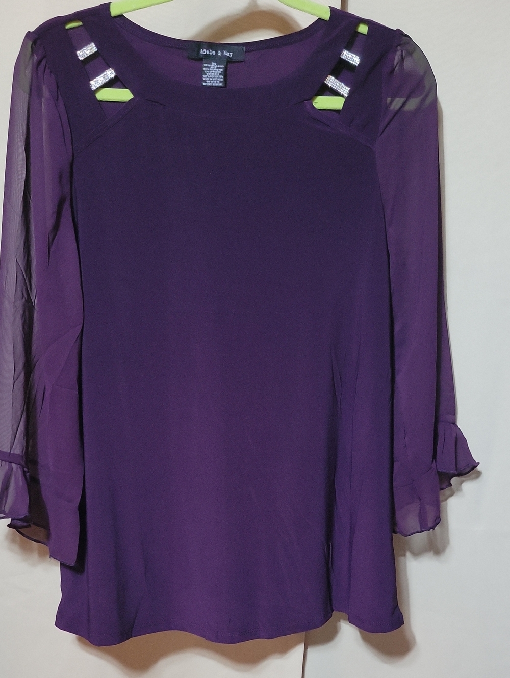 Adele & May Purple Sheer Sleave Top